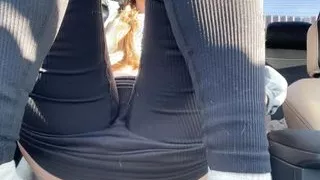 Deep pussy penetration. Public masturbation in the car!