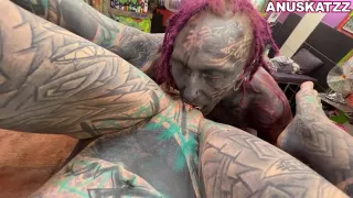 Pierced Tattoo chick Anuskatzz Gets Rough Sex After Tattoo Session - Blowjob Fucking Orgasm Cumshot