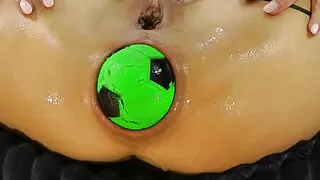 Hotkinkyjo in Sexy Black Net Stockings Take Tons of Balls in Her Ass & Anal Prolapse