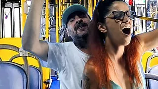 Student gets a thigh and was fucked by a stranger inside transport.