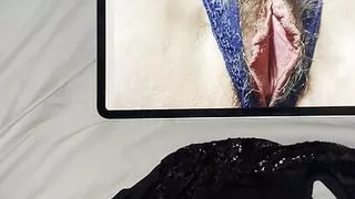 Cum tribute in my panties Swedish amateur hairy pussy