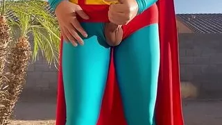 Superman Jerk Off and Cum