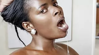 Thick ebony maid does not understand her boss so she bends over for him