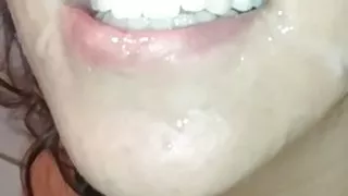 Housewife Sucking Husbands Friend Making Deepthroat Untill Cum on Her Mouth