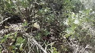 Horny guy sneaks into the woods to jack off