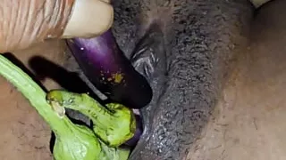 Today with three brinjals in sister-in-law's pussy