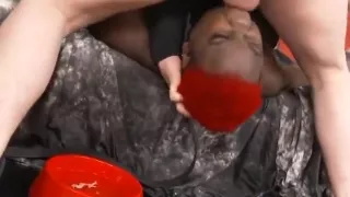 Two White Guys Gagging Black Gheto Whore Together With Dicks