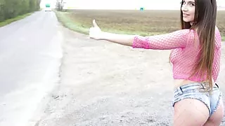 Girl wants the adventures and gets creampie from random driver