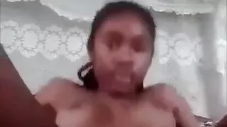 African Teen Fingering Hairy Pussy for Daddy...