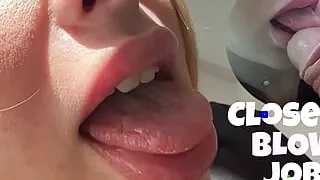 EXTREME CLOSE UP: The most sensitive blow job with young 18 years old girl and foot job as a bonus