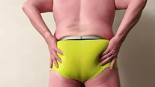 Chubby Dad Strips Down To Show His Hard Penis and Pre-cum