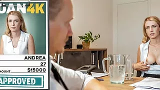 LOAN4K. Blonde babe came to get a loan and got a huge cock in her mouth instead