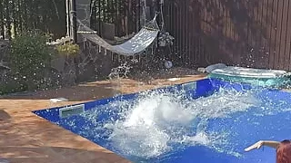 Whipping in the pool - Throat fucking pool slavery - Water punishment