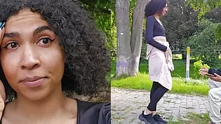 Going Outside to ask a guy to let me give him a blowjob (English subtitles)