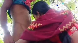 Desi couple coming outside nearby forest area and fucking and blowjob the romance today