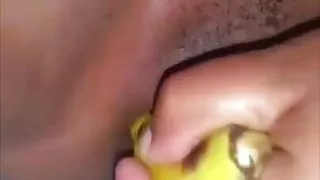 African MILF Squirting with a Banana...