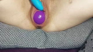Fucking ball inside pussy with a huge dildo