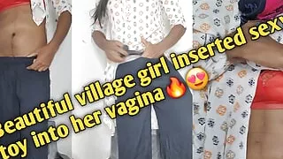 Beautiful village girl inserted sexy toy into her vagina