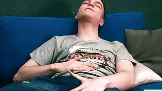 Horny Cute Brunette Ethan O Jerks Off His Big Cock And Cums!