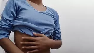 I find my stepsister masturbating on the couch and we end up having lesbian sex alone