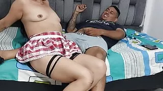 My stepsister enters my room, seduces me and I fuck her very well