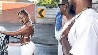 Curvy Blonde is double-teamed by two lucky black men - Hayley Davies