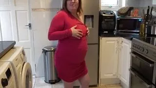 Playing with Boobs in Pink Minidress