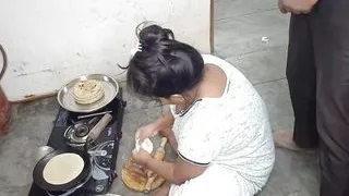 Indian desi step-mom fuck in kitchen