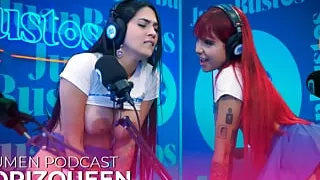 Florizqueen is SPEECHLESS from cumming so much in the sex machine in Juan Bustos Podcast!