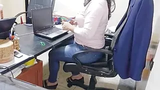 WORK SINNERS - Naughty coworker misses her partner's Stirling cock and he is quick to remind her how it feels