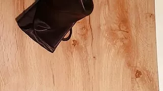 Satin nightie black cum masturbation