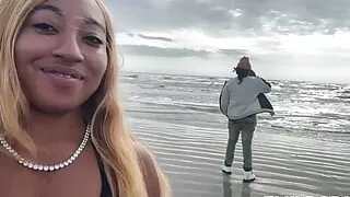 Black girl on the beach get fuck by massive bbc