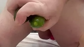 With Two Big Cucumbers in My Ass,in My Bed Screaming and Orgasm