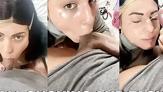 Trans Girl Sucks Dick and Balls and Gets Cum on Her Face