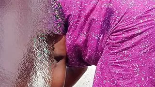 My Bhabhi cloth washing in outside I get hot conversation, Then I drink her milk and rubbing pussy with my cock