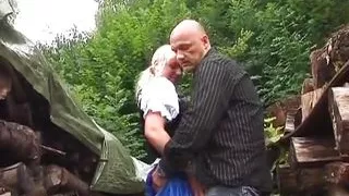 Hot gangbang action with slutty German blonde