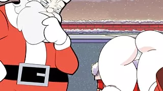 Christmas is Coming! Hot Brunette With Big Tits Gets Stucked in the Chimney! Horny Santa Has an Idea