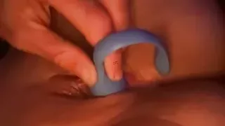 Fucking wet pussy with vibrator and thick dildo