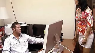 Female Mature Boss Zoey Holloway seduce Big Dick Boy to Cheating Fuck in Office