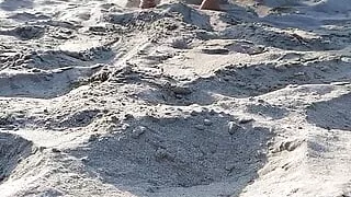 Outdoor tease nudity from a bitch on some beaches