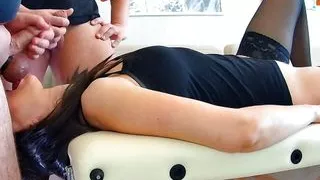 Wife Gives Double Blowjob with Cum in Mouth. Threesome. Full Scene. Ep 1251