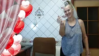 Hot housewife Lukerya at home in the kitchen