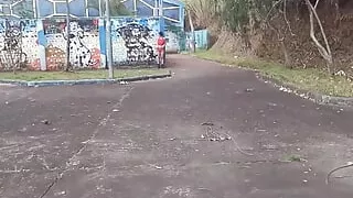 Peeing and Sucking in a Outdoor Square