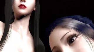 3D Two Skinny Asian Whores Have First Time Threesome Sex