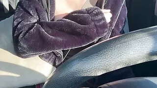 New Long Car ride with Artemisia Love Flashing her horny juicy big boobs Long hair Fetish hard nipples
