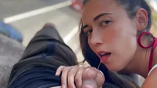 Public Balls sucking and blowjob next to the road