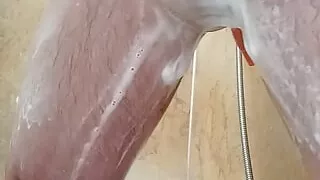 Pantyhose piss squirt in the shower