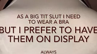 Huge tit BBW slut pumps and punishes her nipples and flashes clamped tits in cupless bra