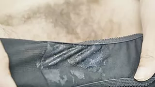 Hairy milf pussy playing with clitsucker and cleaned with panties