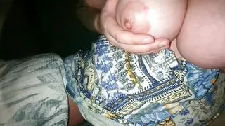 Step mom with amazing big tits handjob step son dick without condom